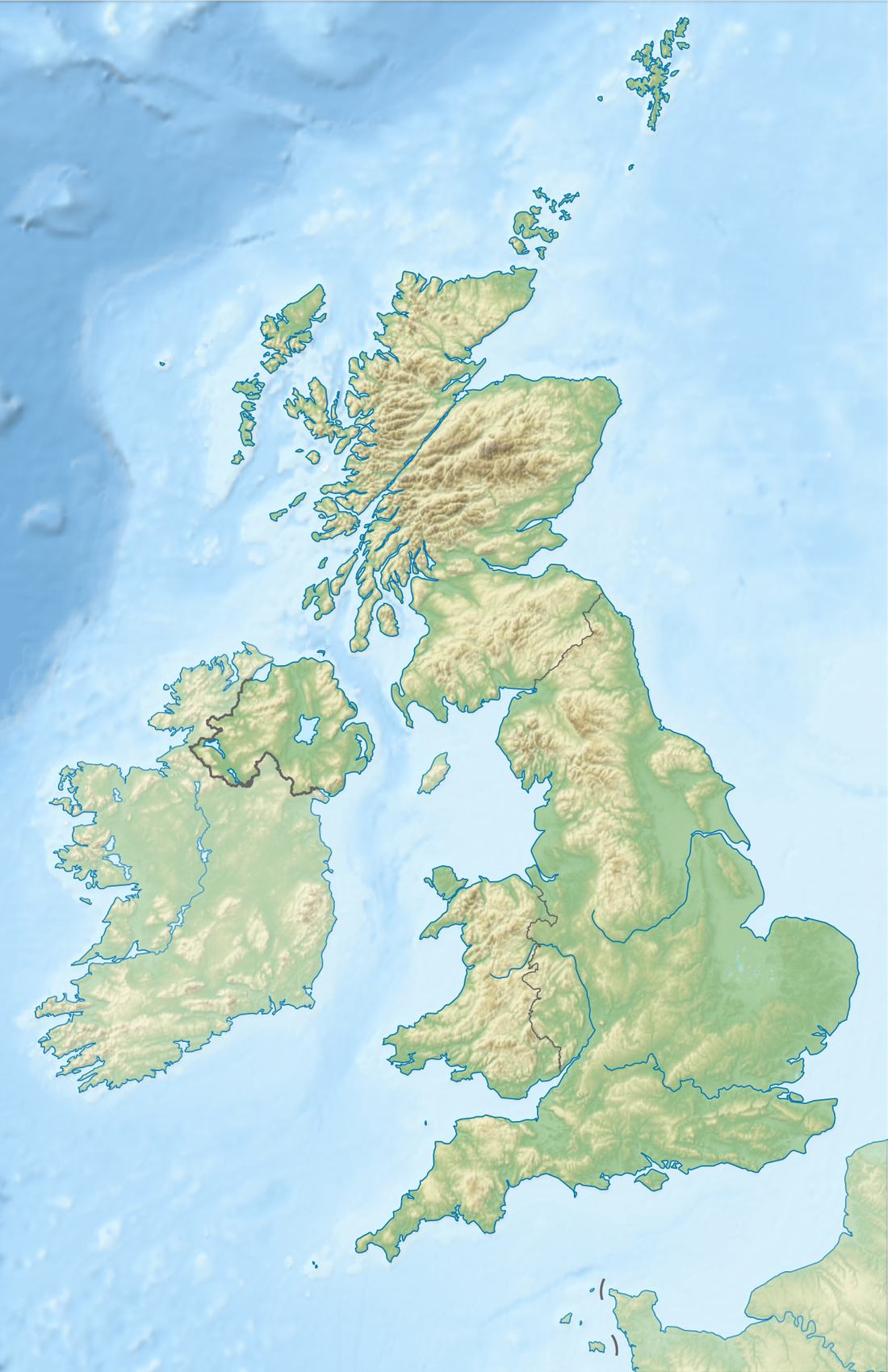 A relief map of the United Kingdom