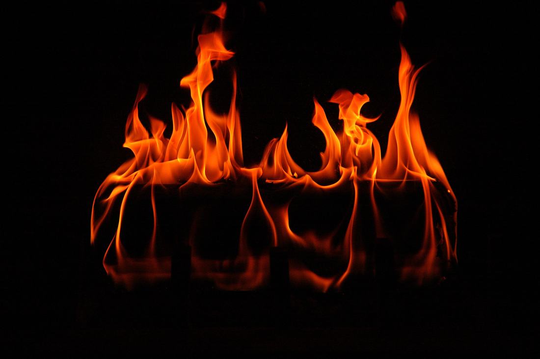 A fireplace with a fire